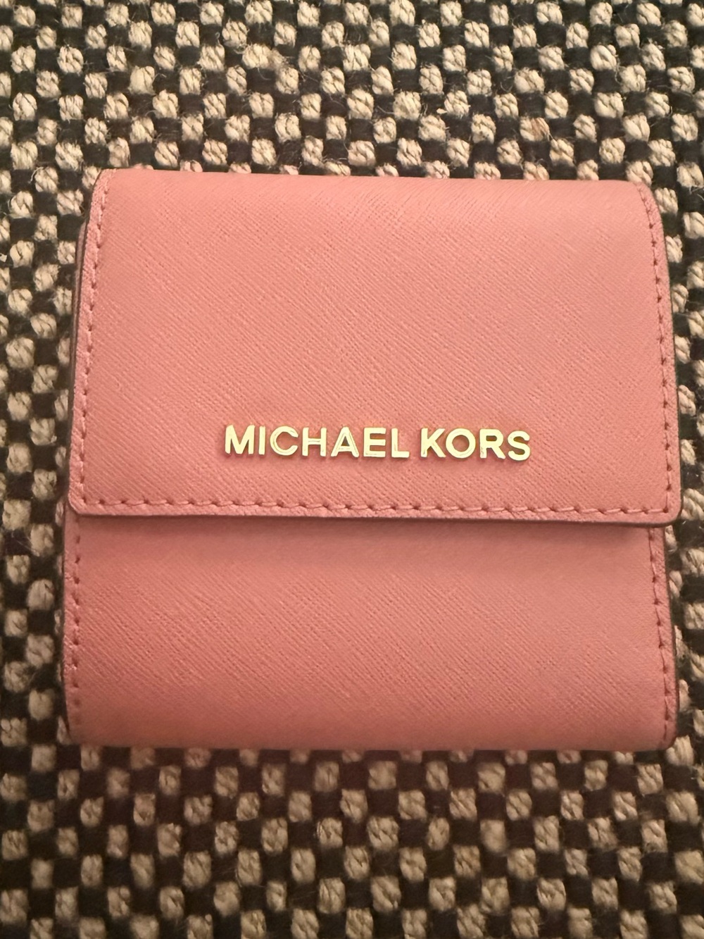 Michael Kors Rose Pink Compact Wallet with Gold Logo